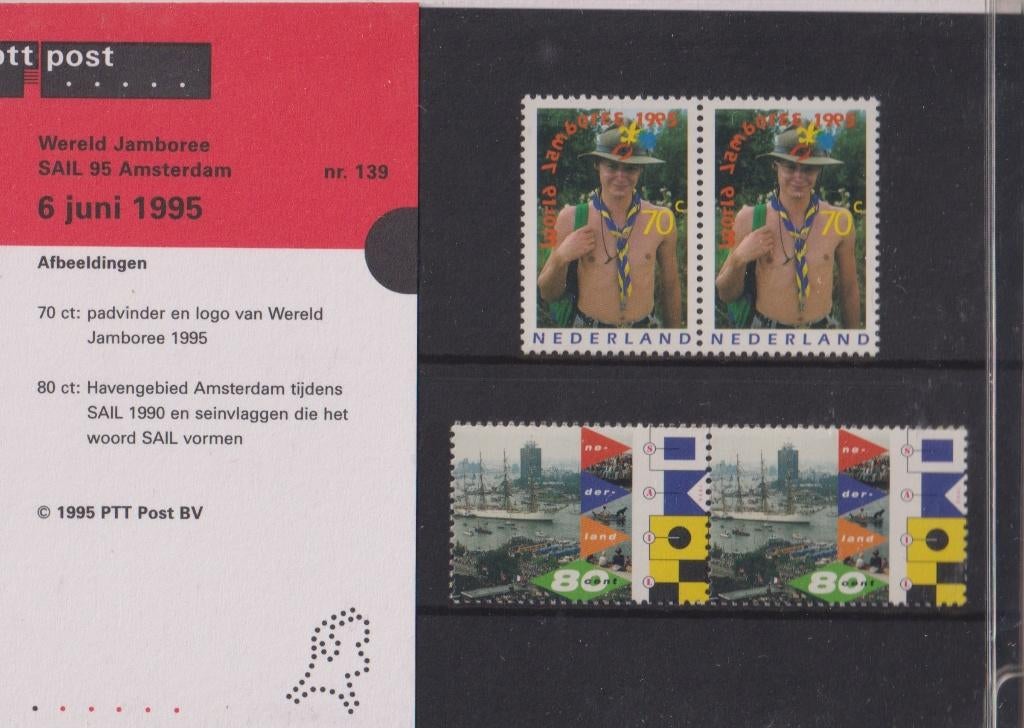 Nederland 1995 139 Postzegelmapje Scouting SAIL Tall Ship, Postzegels en Munten, Verzenden, Postfris, Overige thema's