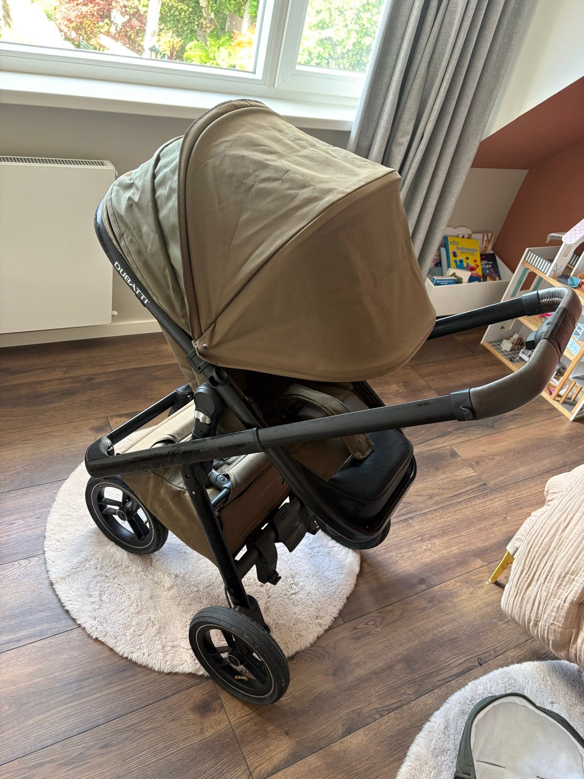Dubatti One kinderwagen met reiswieg en regenhoes, Gebruikt, Luchtbanden, Combiwagen, Ophalen