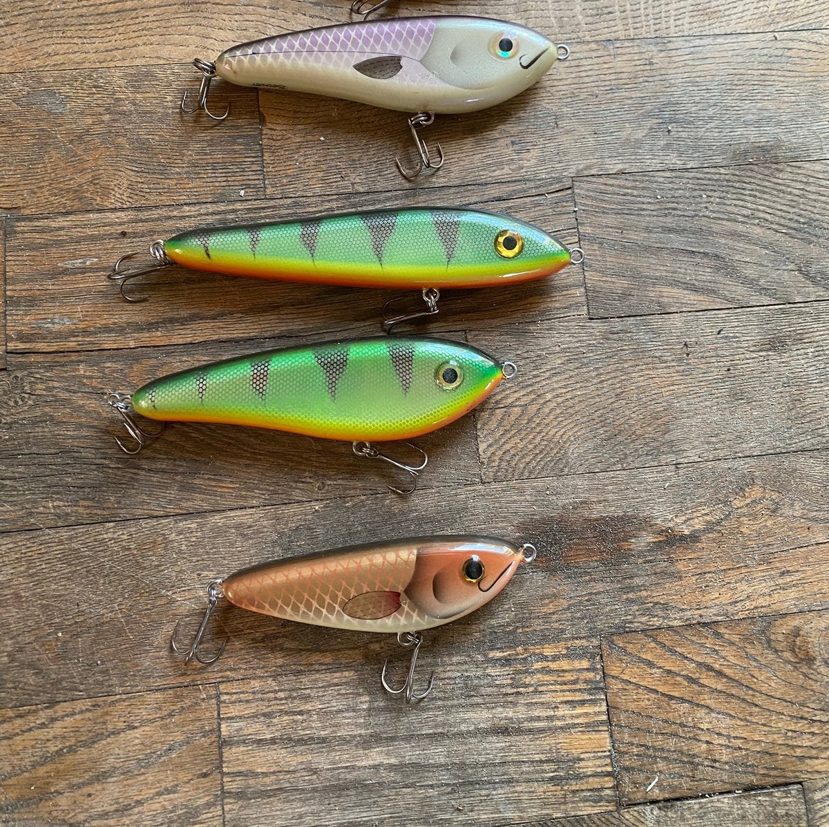 4 handgebouwde beaver jerkbaits nieuwe conditie., Watersport en Boten, Ophalen of Verzenden, Nieuw, Overige typen