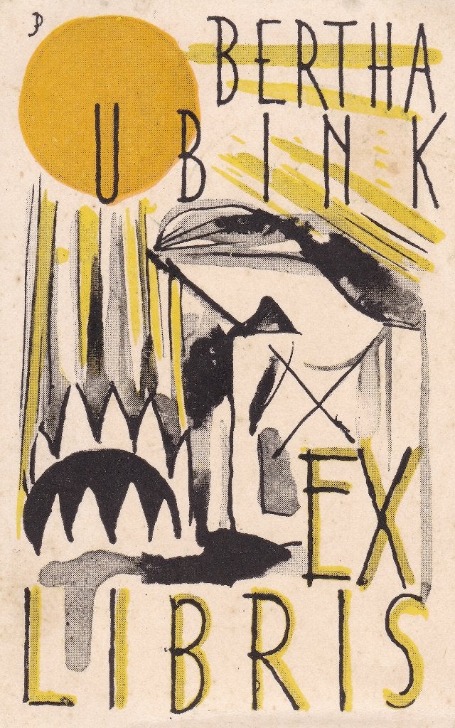 De Ploeg - Johan Dijkstra - ex Libris voor Bertha Ubink, Ophalen of Verzenden, Ex libris, 1900 - 1949