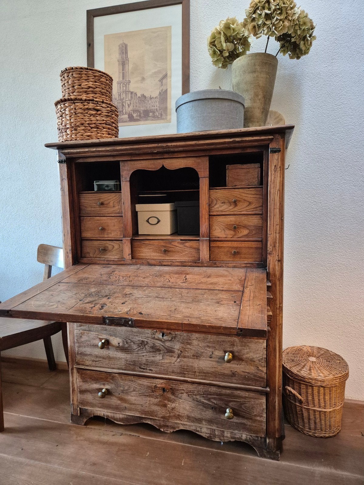 Antiek houten Biedermeier secretaire, Ophalen