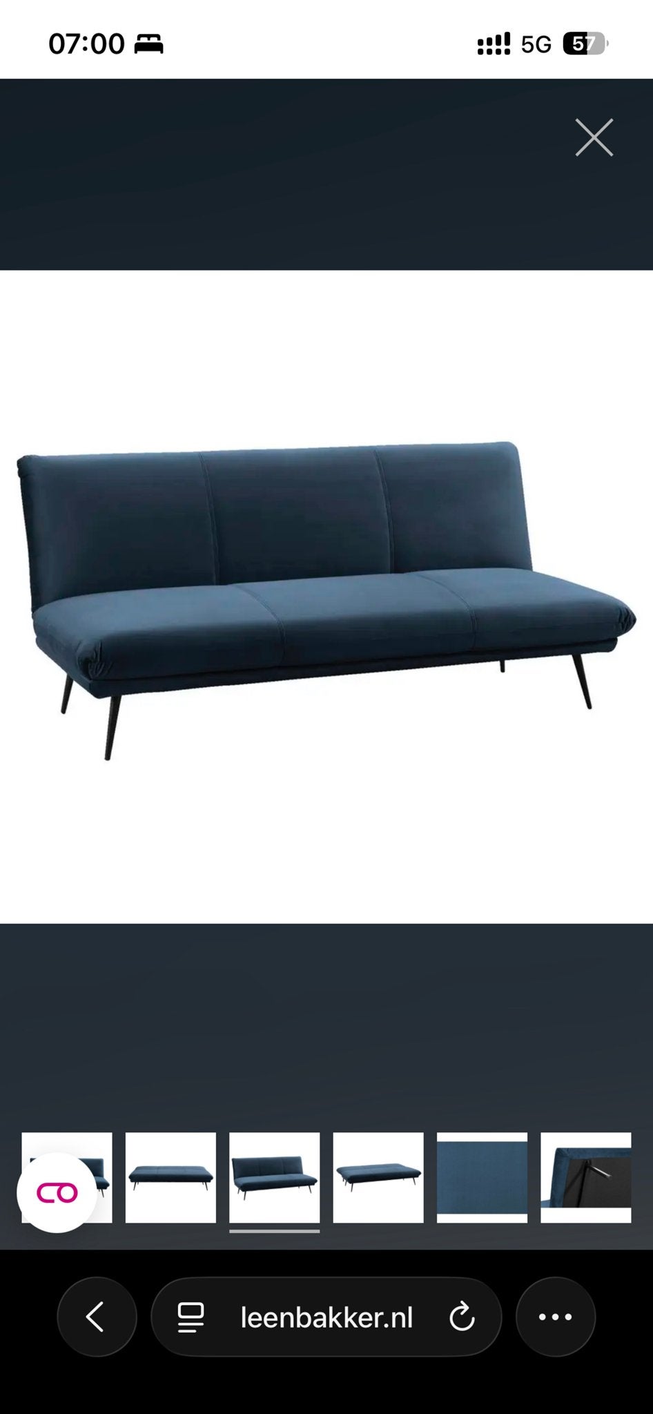 Slaapbank Lausanne velvet blauw, Ophalen, Blauw, Tweepersoons, 190 cm of minder
