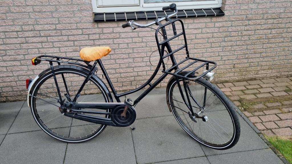 Omafiets / Stationsfiets - Zwart met voordrager, Terugtraprem, Ophalen, Overige merken, 53 tot 56 cm