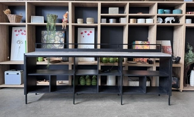 Prachtige Industriële Coffee Corner / Bar  (315 cm), Zo goed als nieuw, Minder dan 100 cm, Grijs, 25 tot 50 cm