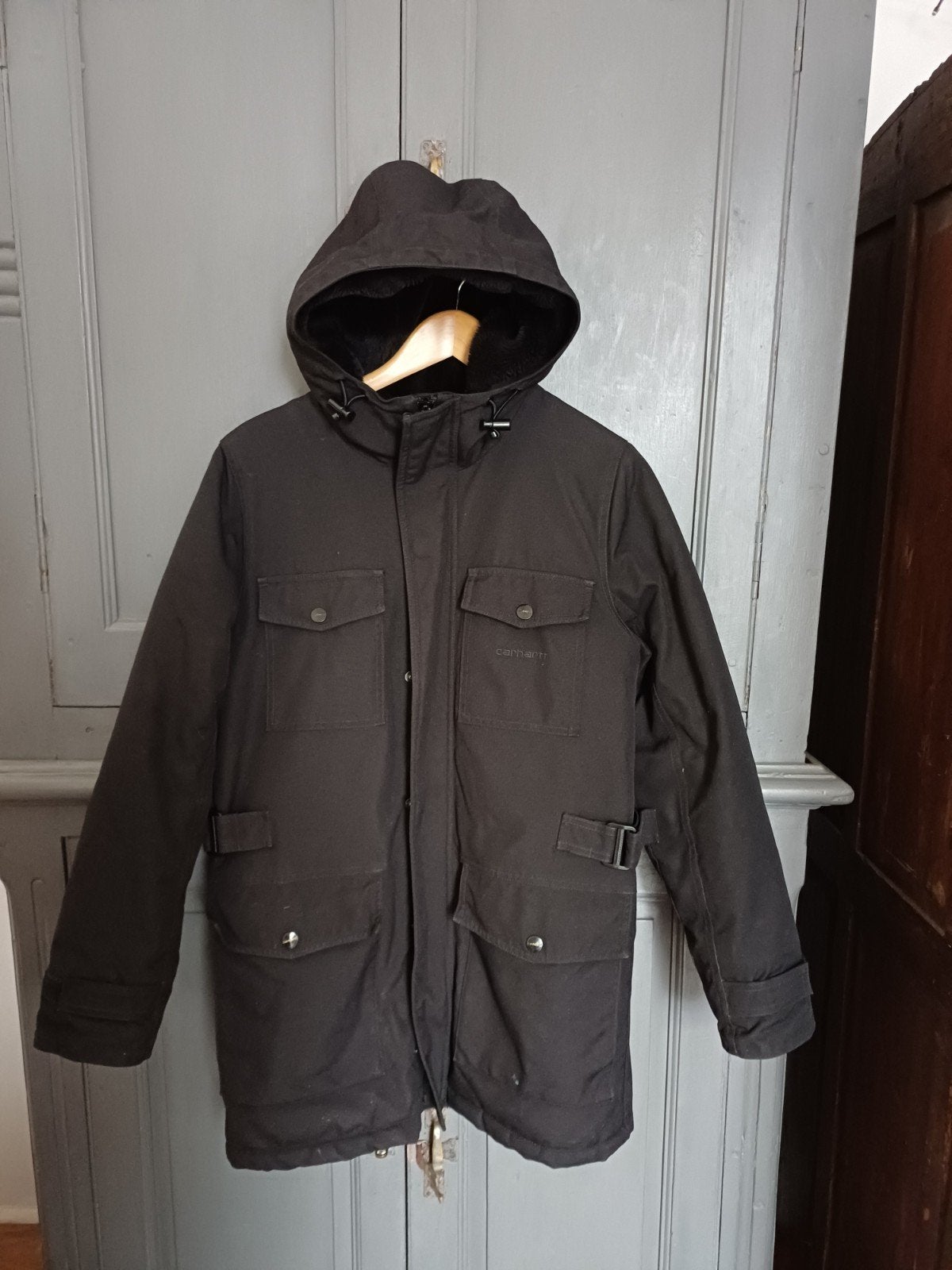 Carhartt super warme jas met capuchon, Zwart, Ophalen of Verzenden, Zo goed als nieuw, Maat 36 (S)