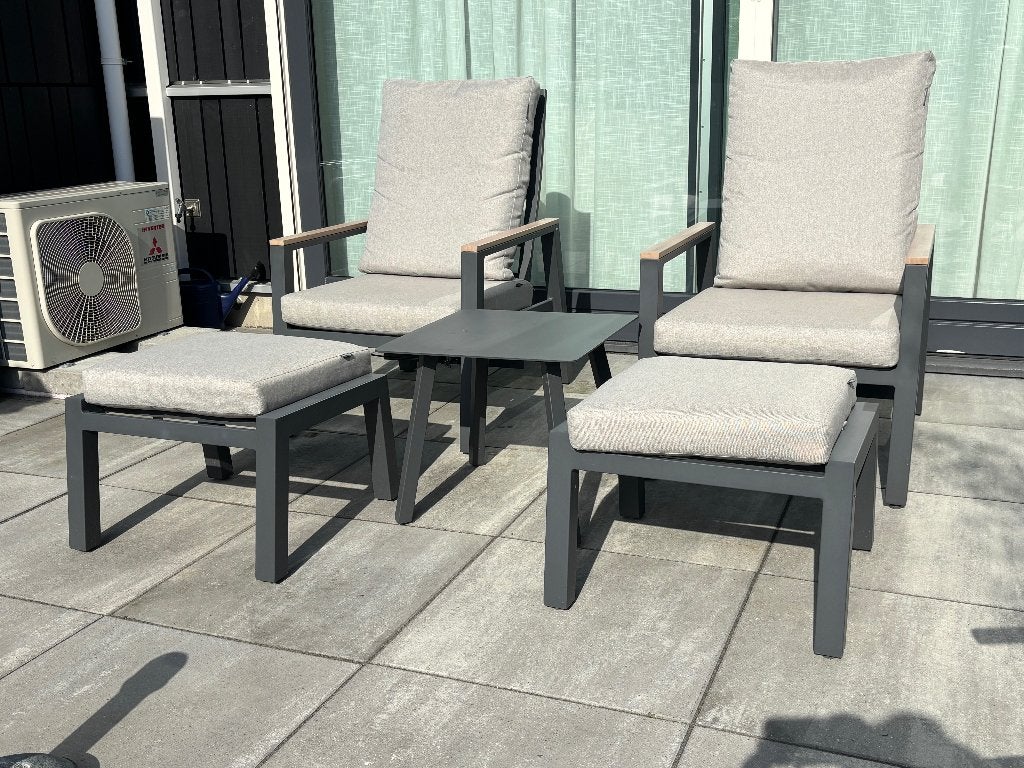 Tuinset, Tuin en Terras, Bijzettafel, Aluminium, Zo goed als nieuw, Tuinset