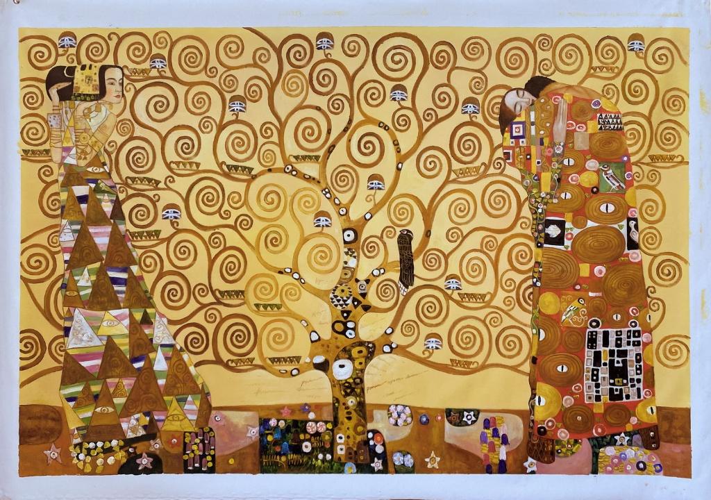 Olieverfreplica Gustav Klimt: De Stocklet Fries, Antiek en Kunst, Kunst | Schilderijen | Klassiek, Verzenden