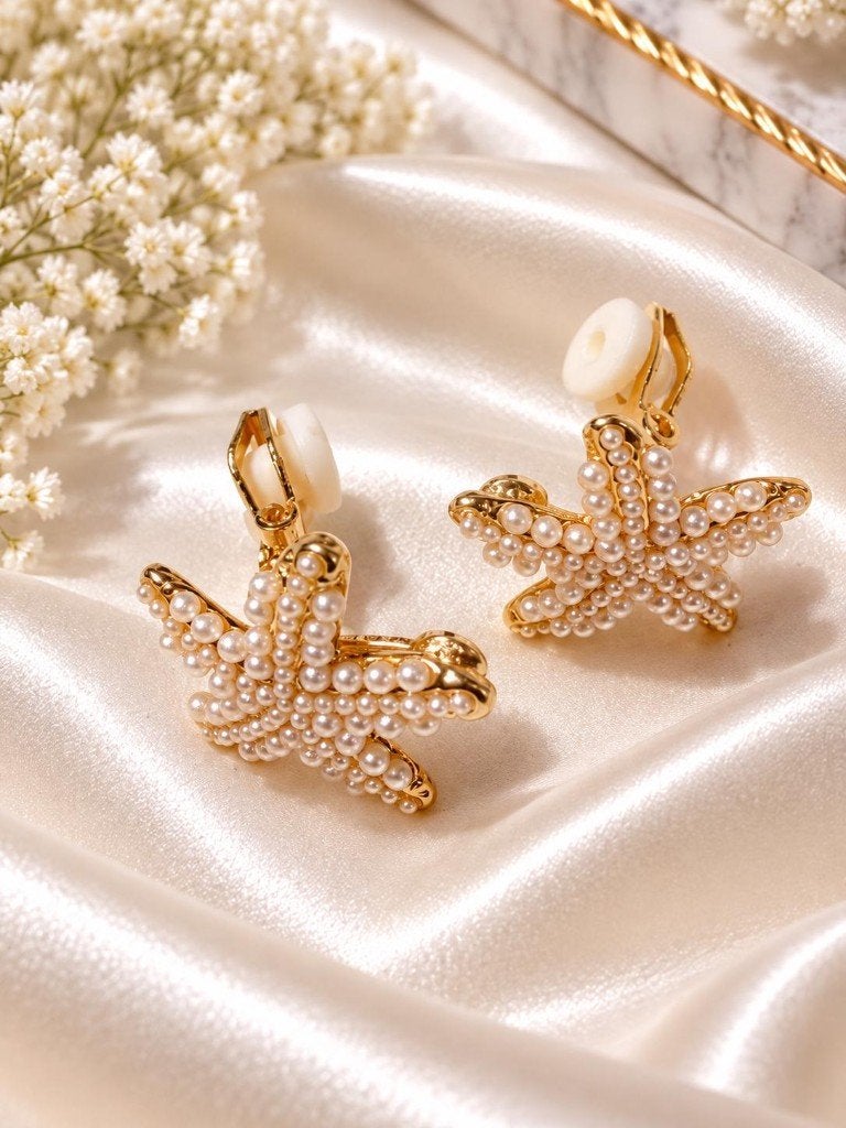 Elegante Gouden Zeester Clips, Overige materialen, Verzenden, Nieuw, Knopjes of Stekers