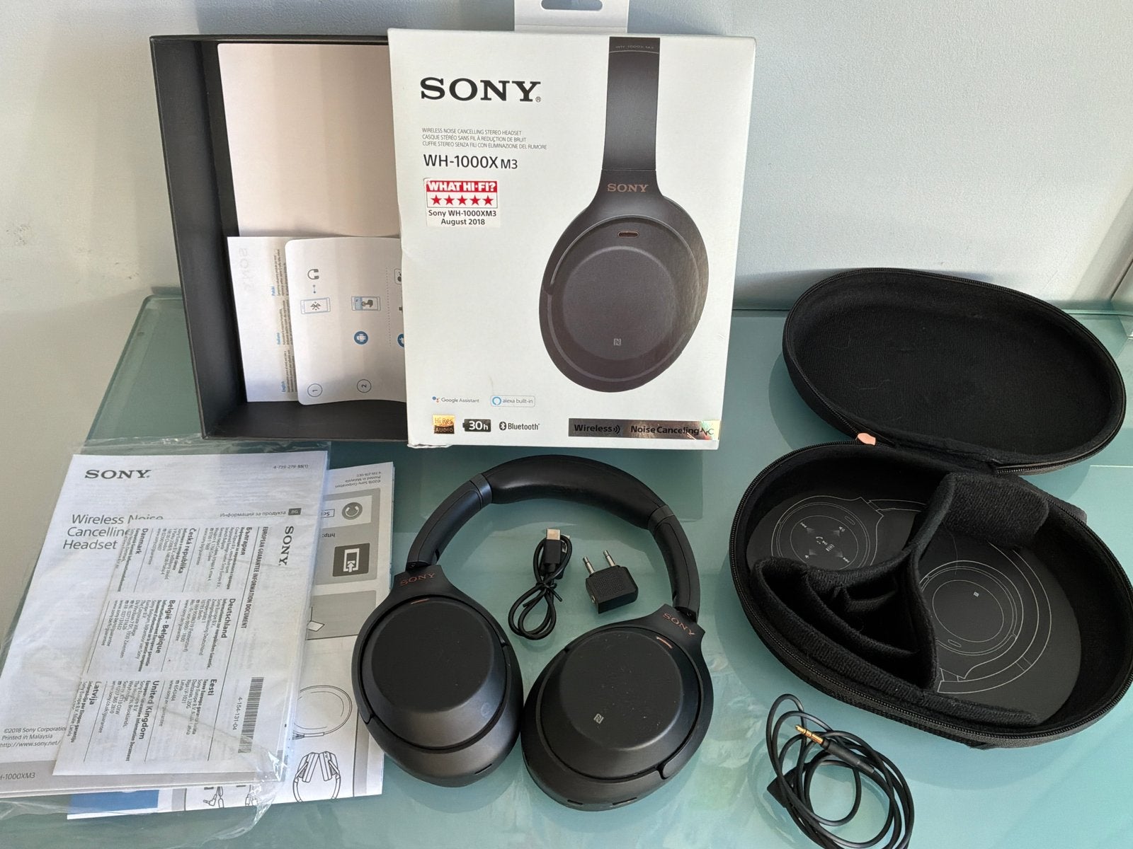 Zgan Sony WH-1000MX3 noise cancelling hoofdtelefoon + acc., Ophalen of Verzenden, Zo goed als nieuw, Sony, Over-ear