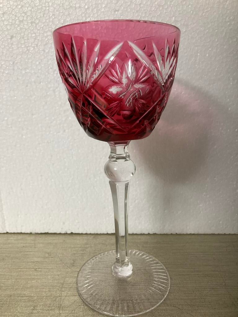 Robijnrood Kristallen Glas met handgeslepen Patroon, Ophalen of Verzenden