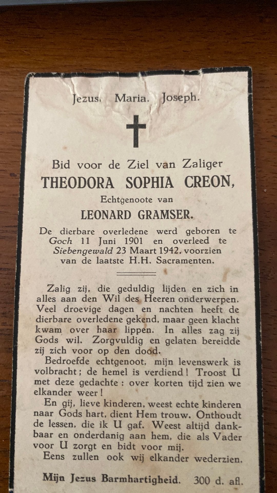 Th S Gramser - Creon 1901 Goch 1942 Siebengewald, Ophalen of Verzenden