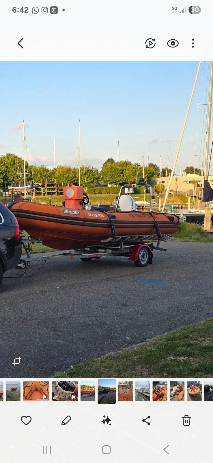 Duarry rib ex-reddingsboot 5m met Evinrude E-TEC 50pk, Watersport en Boten, Gebruikt, Buitenboordmotor, Visboot, Trailer