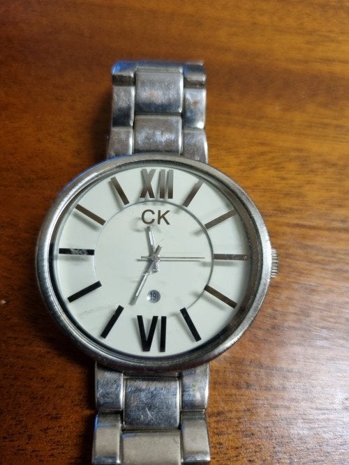 horloge kelvin klein no 2456m zilverkleurig vintage, Ophalen of Verzenden, 'T Olde Gre-j, Info@toldegrej.nl, Endepoelstraat 20f Didam