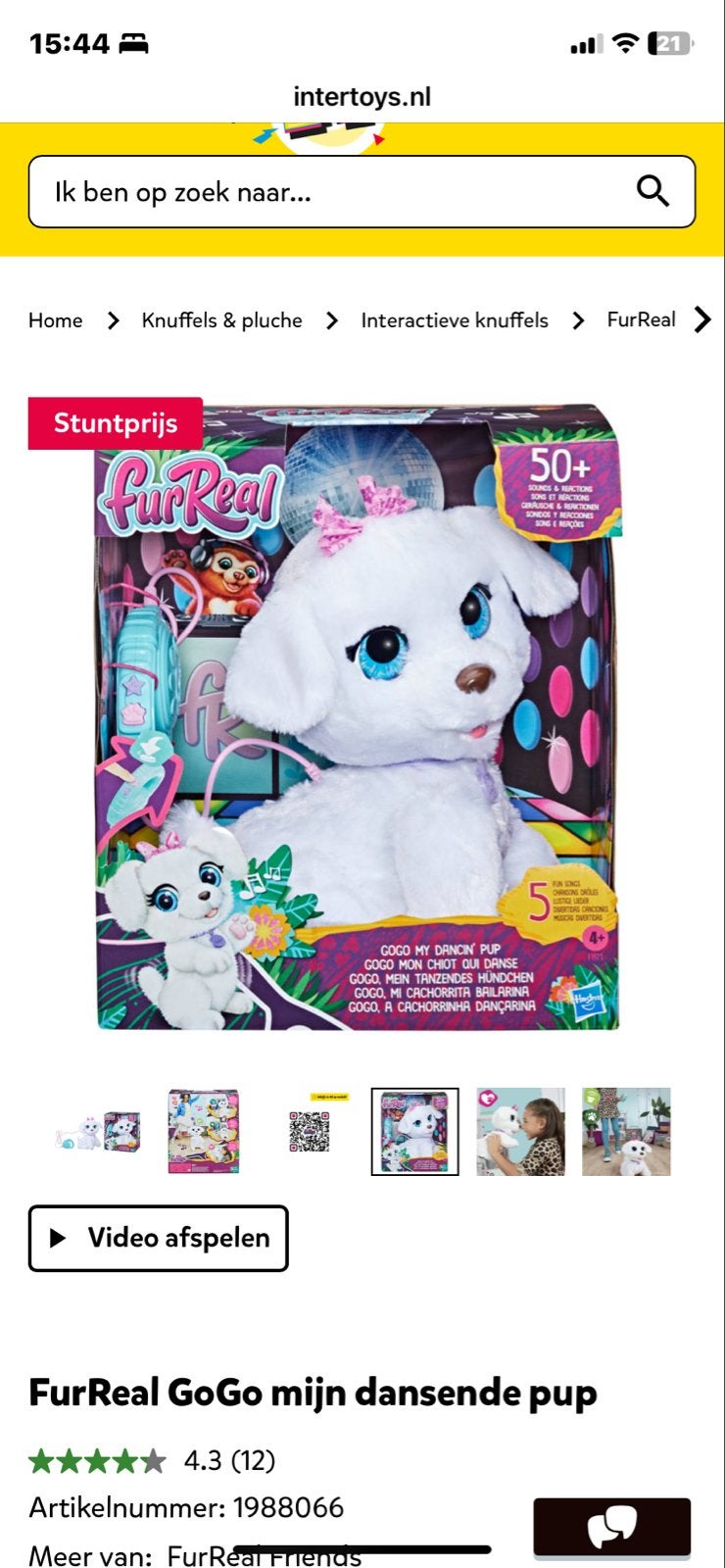 FurReal GoGo mijn dansende pup - Interactieve knuffel, Overige merken, Overige karakters, Zo goed als nieuw, Middelgroot (20 tot 80 cm)