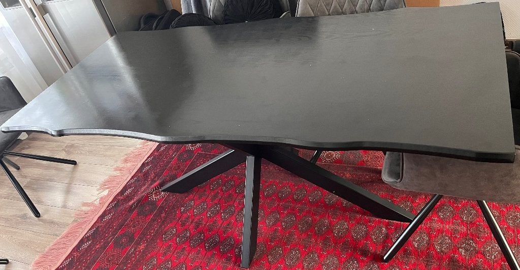 Eettafel in zwart 180cm, Huis en Inrichting, Tafels | Eettafels, Ophalen, 50 tot 100 cm, Zo goed als nieuw, Vijf personen of meer
