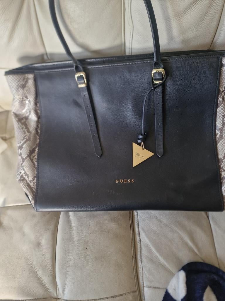Guess handtas zwart met slangenprint, Ophalen of Verzenden
