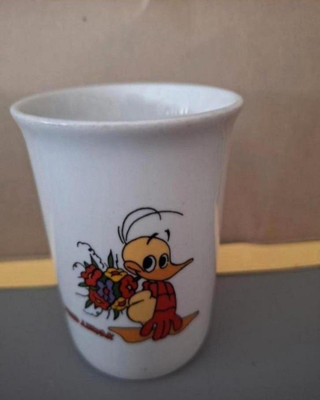 Vintage Telecable Beker 1989 - Alfred J Kwak, Overige merken, Keramiek, Vintage, Zo goed als nieuw