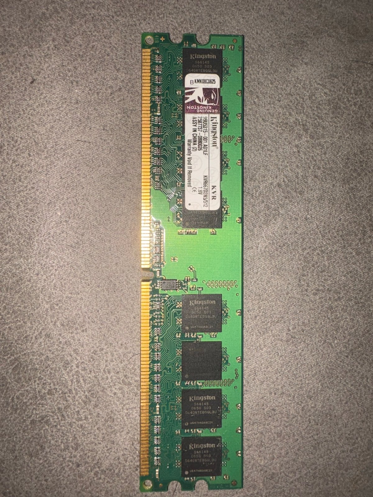Kingston 512MB DDR2 RAM Geheugenmodule, Ophalen of Verzenden, DDR2, Desktop, Gebruikt