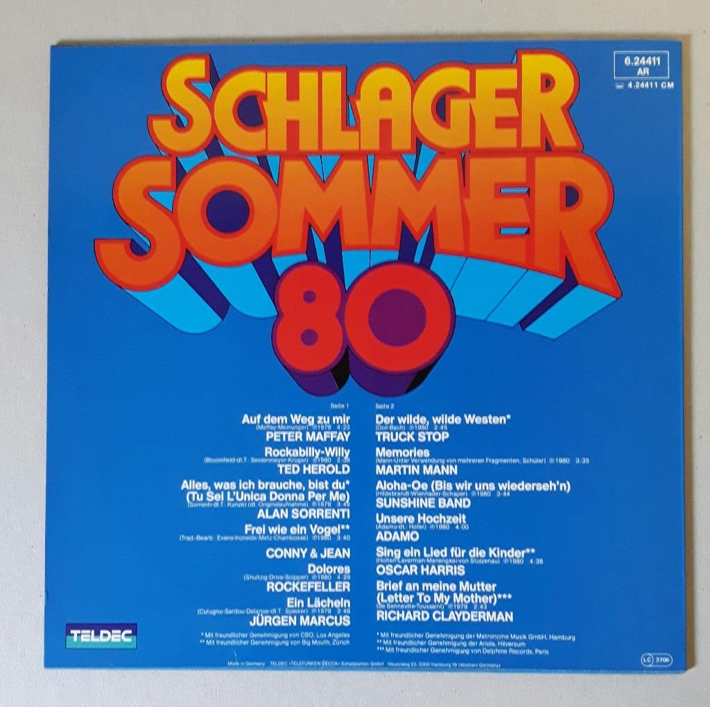 Duitse Schlager LP Schlager Sommer 80, Ophalen of Verzenden, Gebruikt, Overige formaten