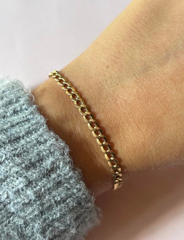 Vintage 9 karaat gouden gourmet schakel armband, Sieraden, Tassen en Uiterlijk, Armbanden, Verzenden, Goud