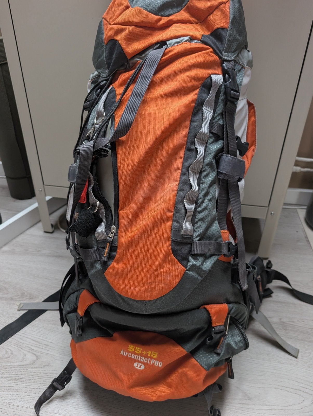 Deuter Aircontact PRO 55+15 Backpack - Oranje/Grijs, Ophalen, Gebruikt, Rugzak