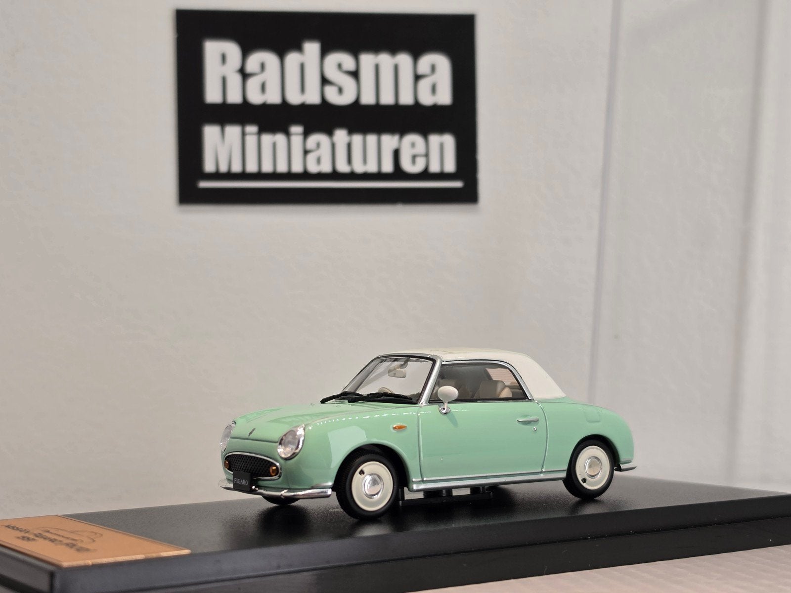 Nissan Figaro FK10 1991 - Groen/wit - 1:43 Almost real Japan, Overige merken, Auto, Almost real japan collection, Nieuw
