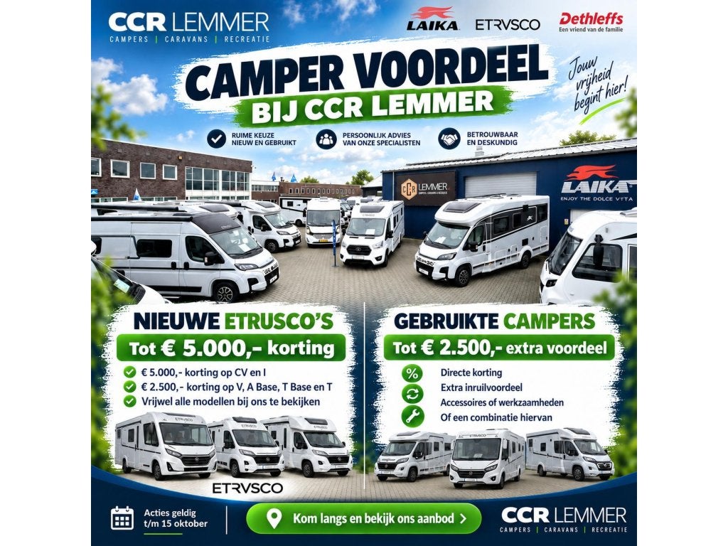Etrusco V 6.8 SCF Enkele bedden Face/Face, Caravans en Kamperen, Automaat, Ford, 6 tot 7 meter, Bedrijf