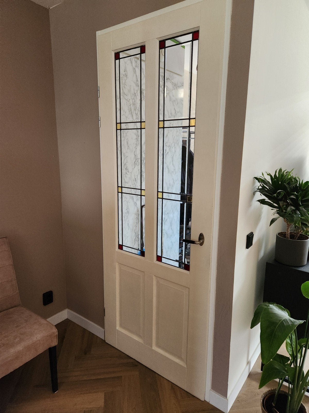 Glas in lood binnendeuren, Ophalen, Gebruikt, 80 tot 100 cm, Binnendeur