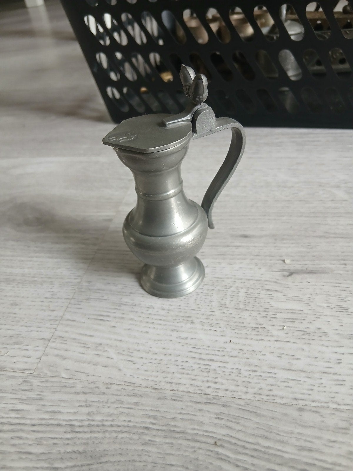 Antieke tinnen kan met deksel - Decoratief item, Antiek en Kunst, Ophalen of Verzenden