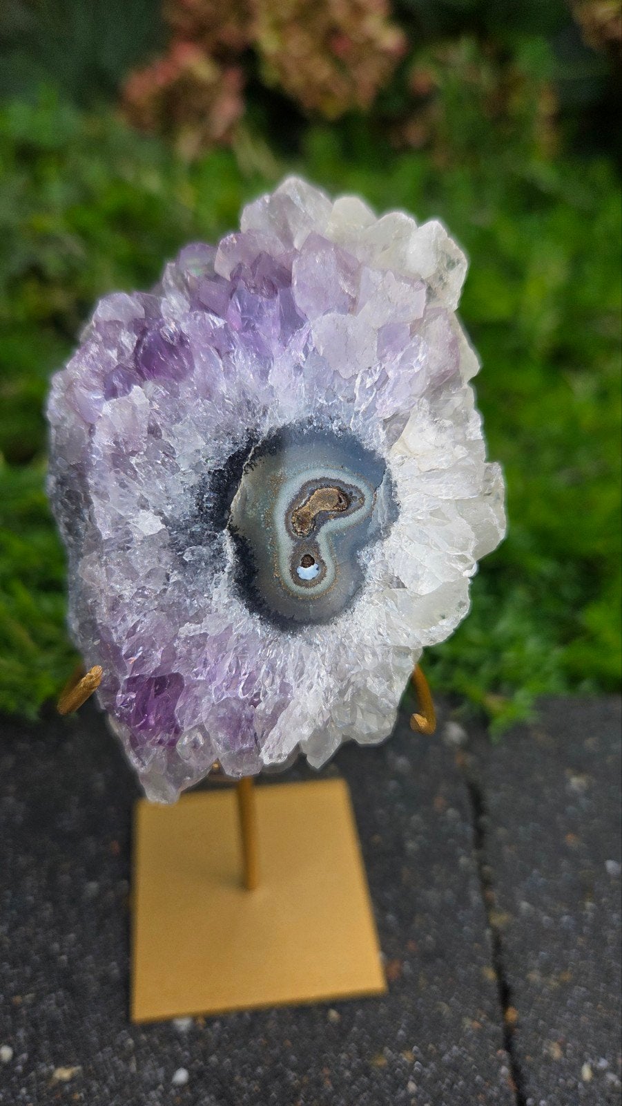 Amethist met Stalactiet - 280 gram, 14 cm hoog, Verzamelen, Ophalen of Verzenden, Mineraal