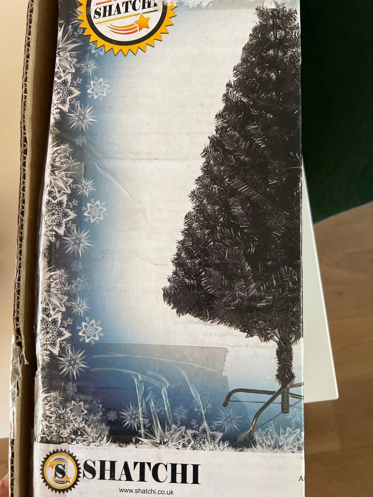 Kunst kerstboom zwart 1.2m - opvouwbaar in doos, Diversen, Kerst, Ophalen, Nieuw