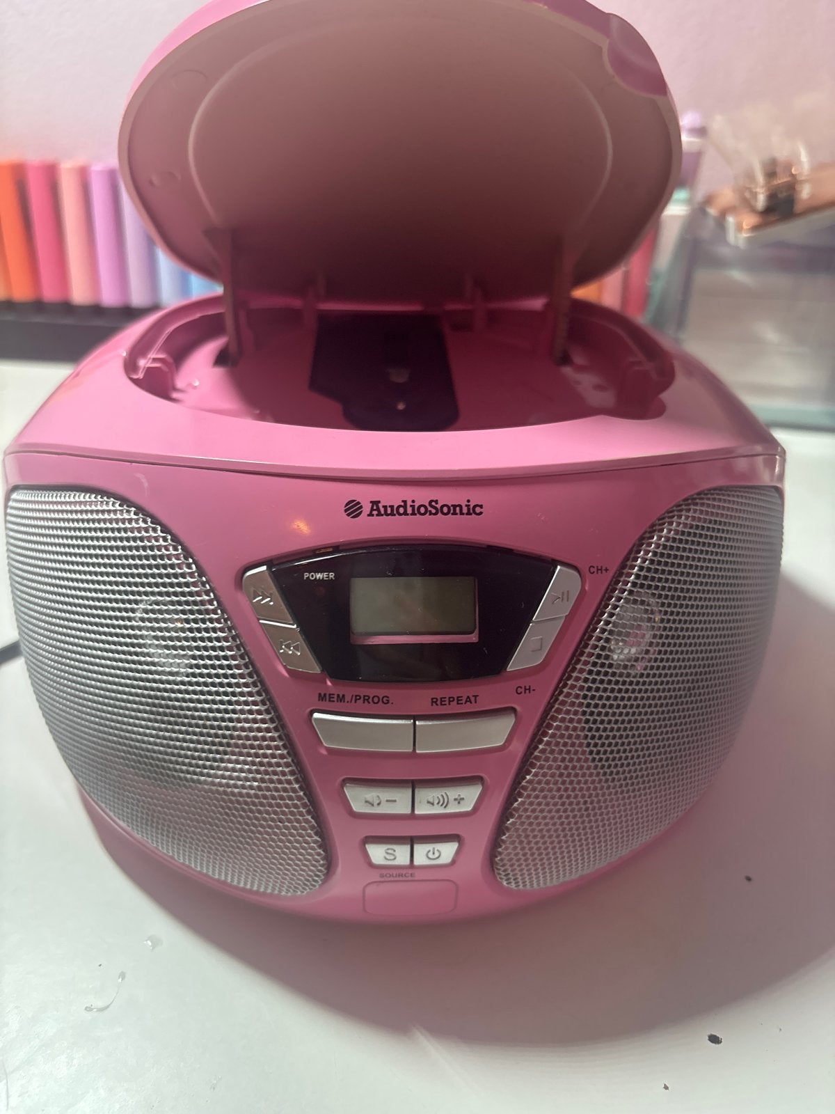 Audiosonic Radio/CD-speler roze - Antenne defect, Ophalen of Verzenden, Zo goed als nieuw, Radio, Met cd-speler