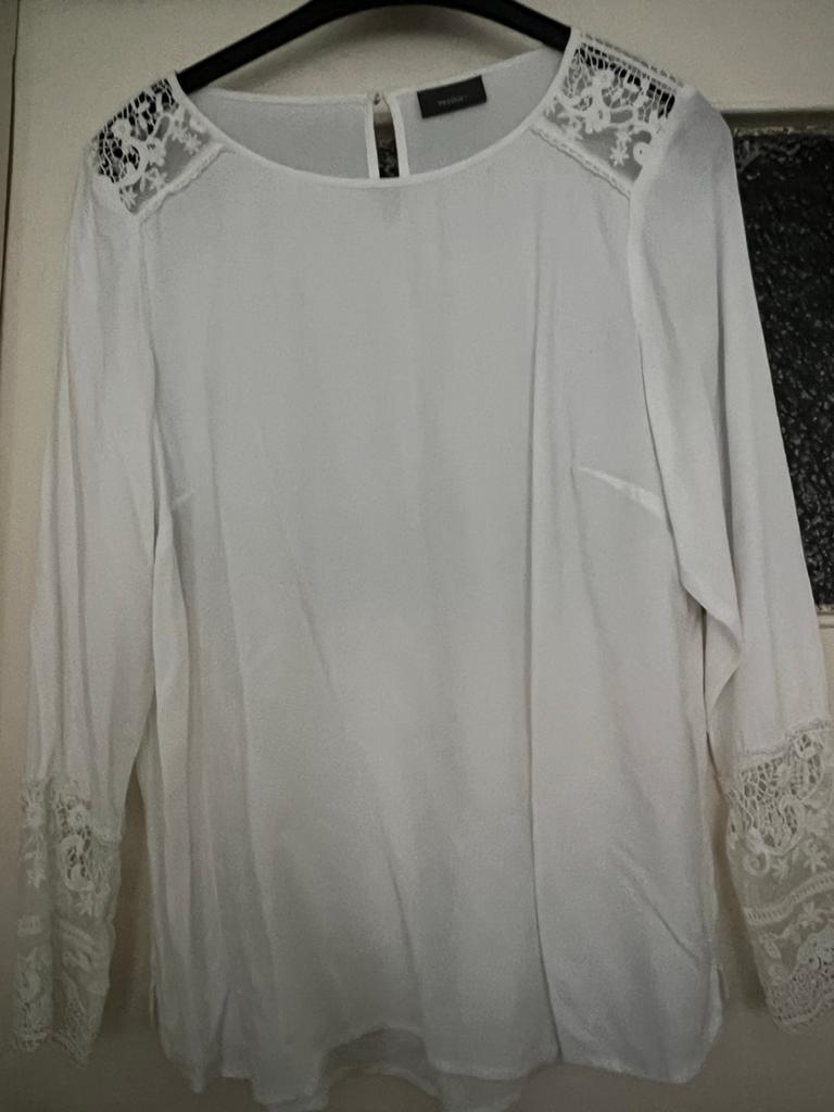 Witte blouse met kant van Yessica, maat 44, Ophalen of Verzenden, Zo goed als nieuw, Maat 42/44 (L), Wit