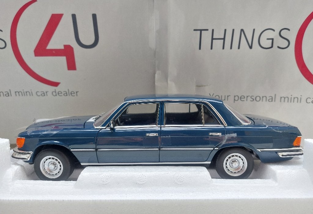 Norev 1:18 Mercedes-Benz 350 SEL W116 1979 hansa blauw nieuw, Ophalen of Verzenden, Nieuw, Auto, Norev