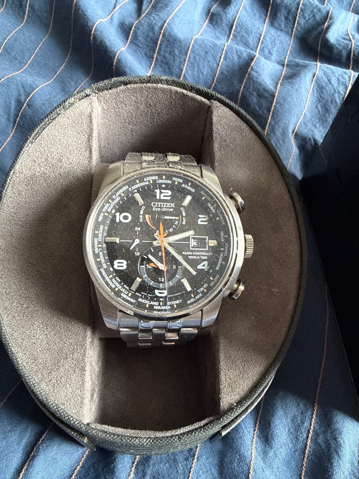 Citizen Eco-Drive World Time Polshorloge, Ophalen, Gebruikt, Staal, Polshorloge