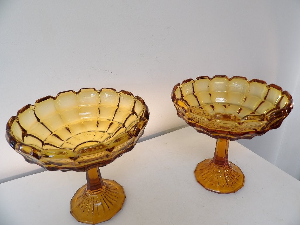 Set van 2 Art Deco Schalen op voet, Henri Heemskerk, Amber, Antiek en Kunst, Ophalen of Verzenden