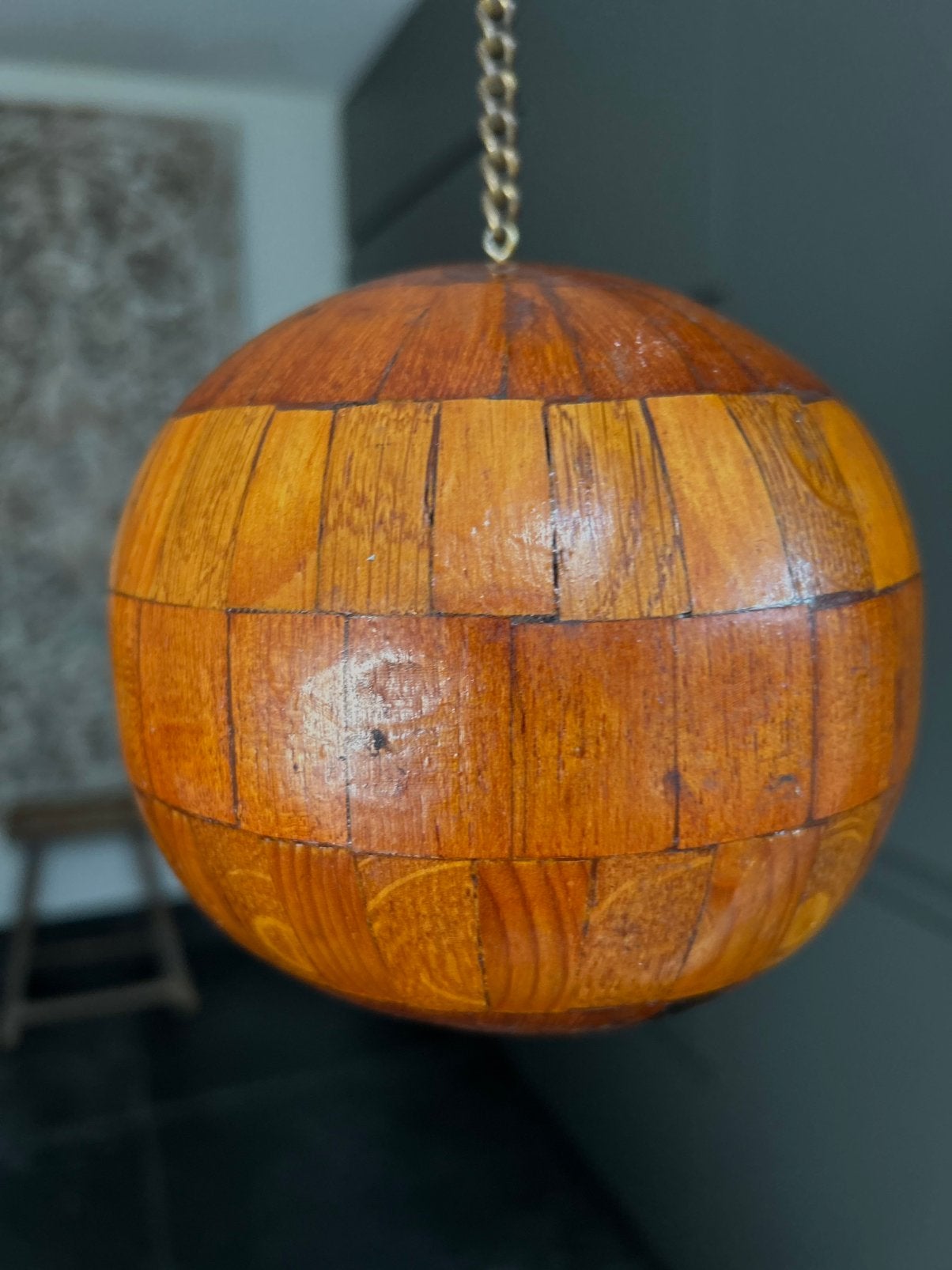 Vintage houten bal decoatie, Ophalen of Verzenden