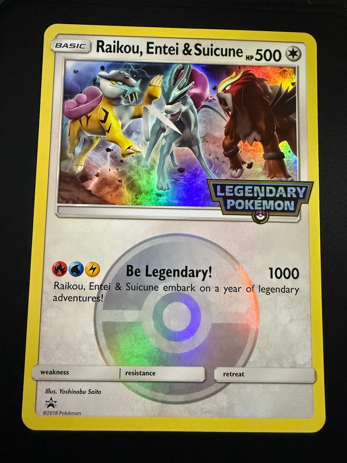 Pokémon Kaart: Raikou, Entei & Suicune oversized, Ophalen of Verzenden, Zo goed als nieuw, Losse kaart, Foil