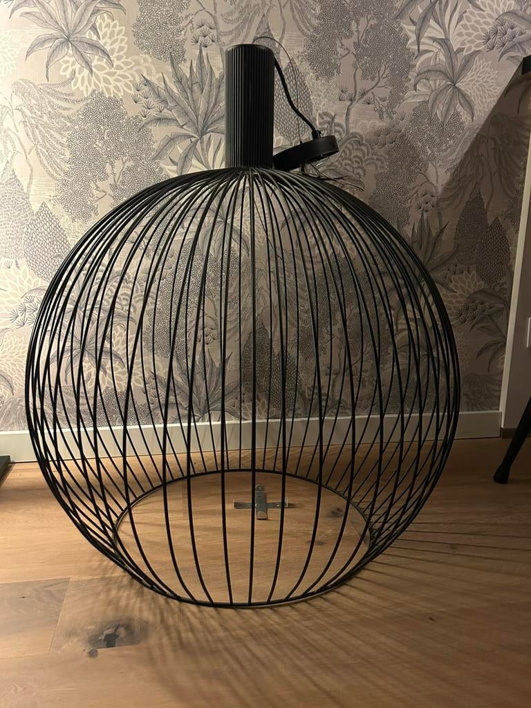 Moderne Zwarte Draad Hanglamp - Ø 68cm, Ophalen, Zo goed als nieuw, Metaal, 50 tot 75 cm