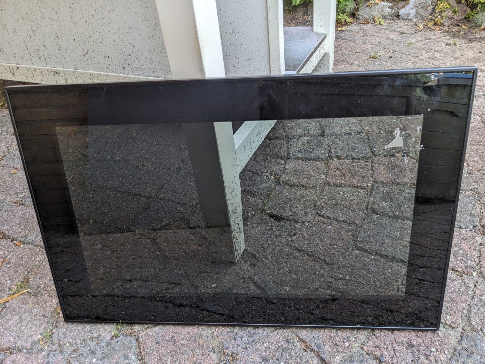 2x IKEA BESTÅ frontjes, rook glas, onbeschadigd met lijmrest, Ophalen, Gebruikt