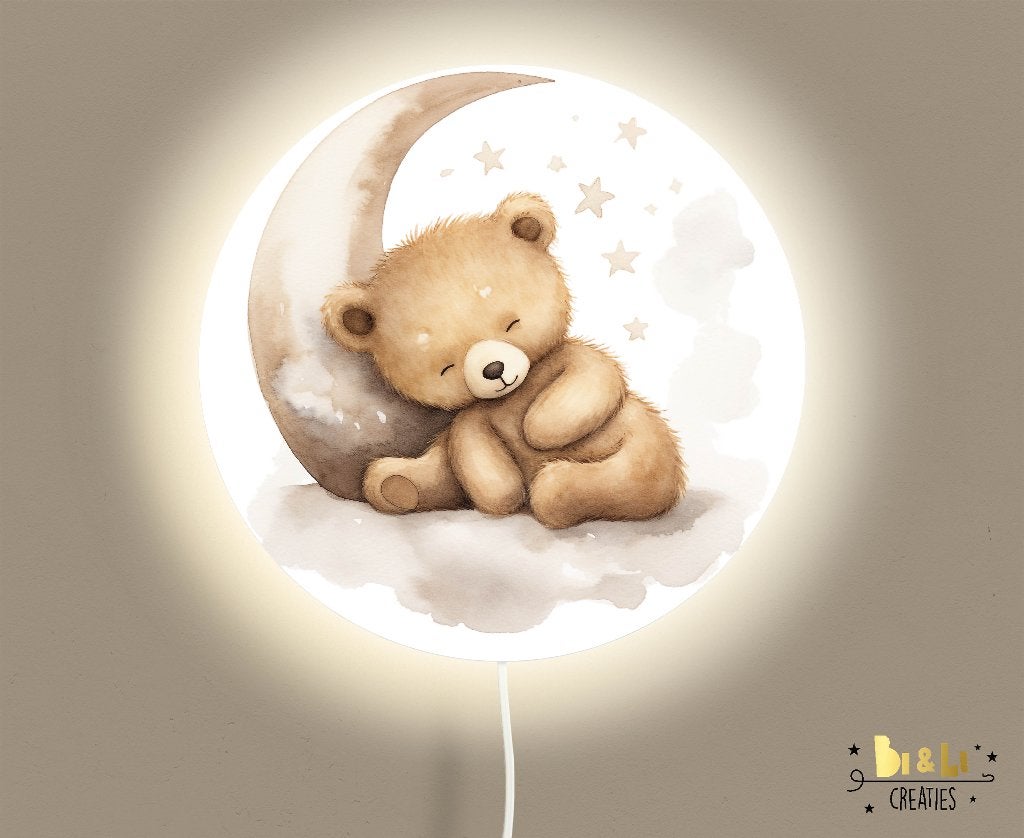 Ronde Wandlamp Beer op de Maan Little Dreamzzz 30 cm (Ø), Bi & Li Creaties, Nieuw, Ophalen of Verzenden, Bilicreaties@gmail.com