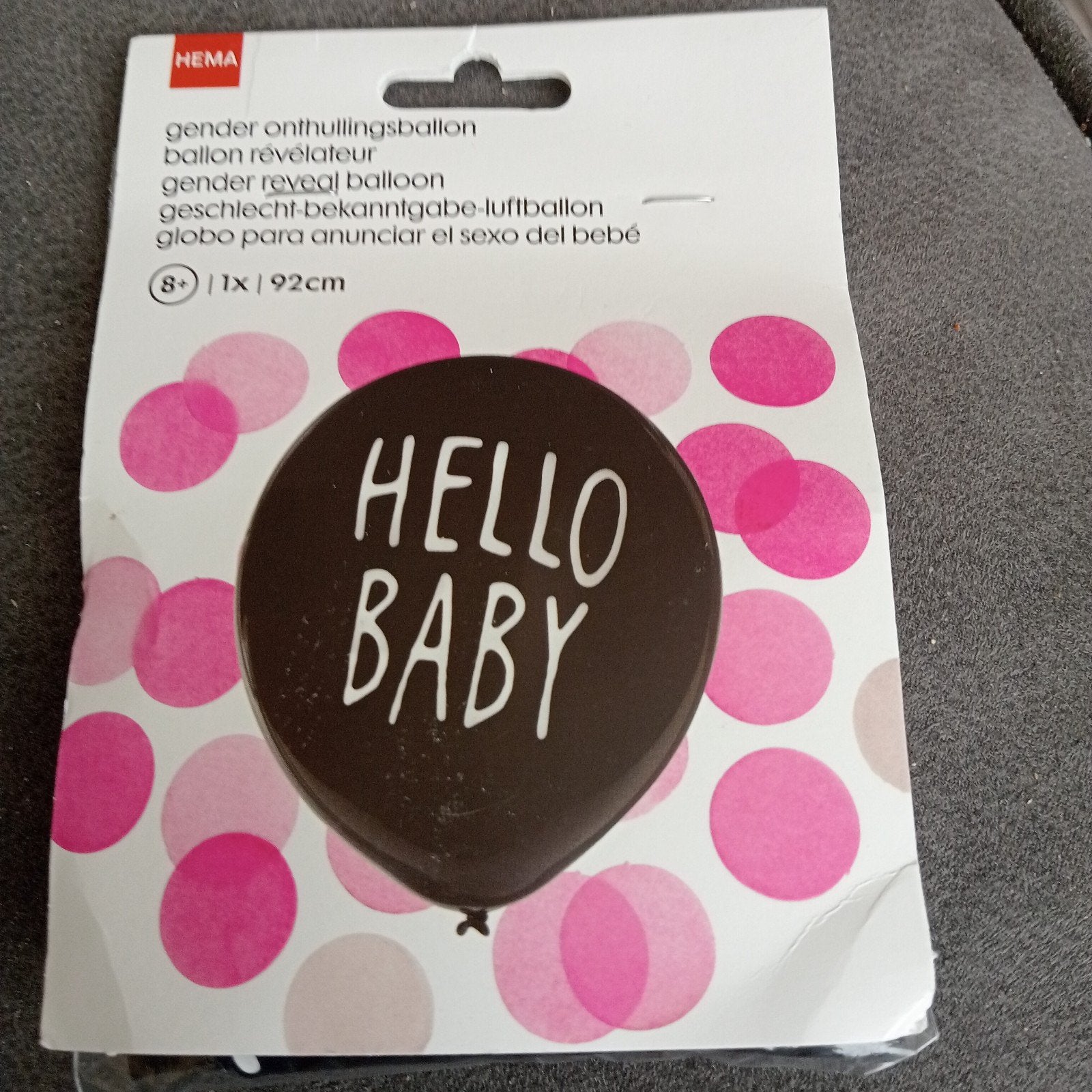 onthullings ballon hello baby meisje, Ophalen, Zo goed als nieuw