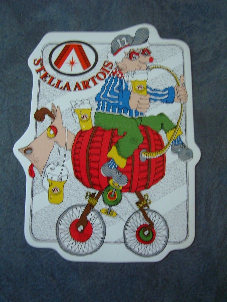 sticker bier pils STELLA ARTOIS fiets, Ophalen, Zo goed als nieuw