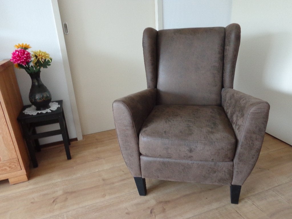 fanteuil stoel, Huis en Inrichting, Ophalen, Gebruikt, Bruin, Eén