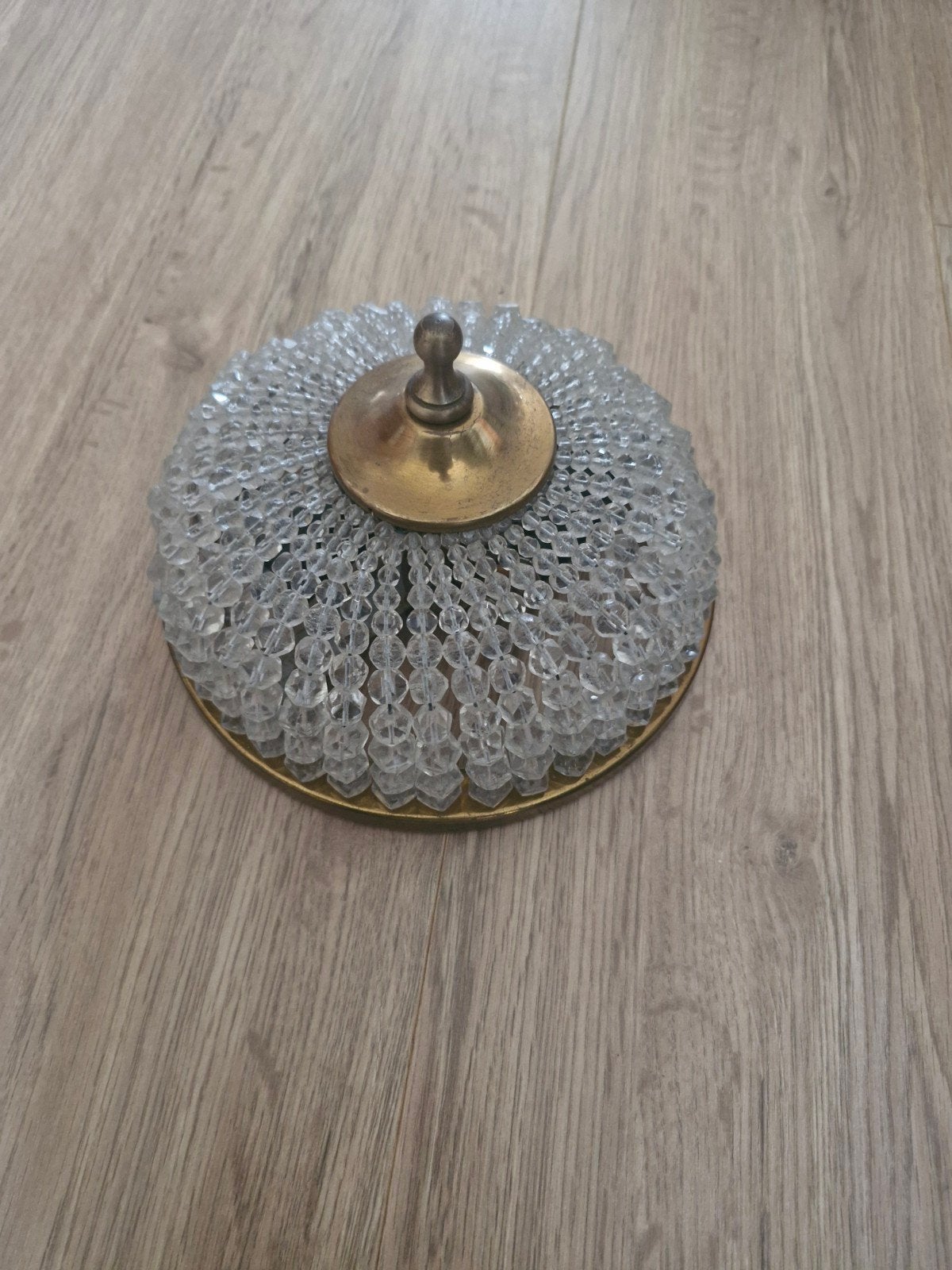 Antieke Kristallen Plafonnière - Vintage Plafondlamp, Ophalen of Verzenden