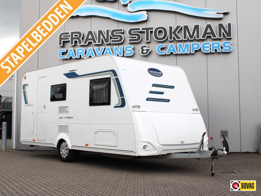 Caravelair Alba 466 stapelbed met voortent, Dwarsbed, Schokbreker, Bedrijf, Treinzit