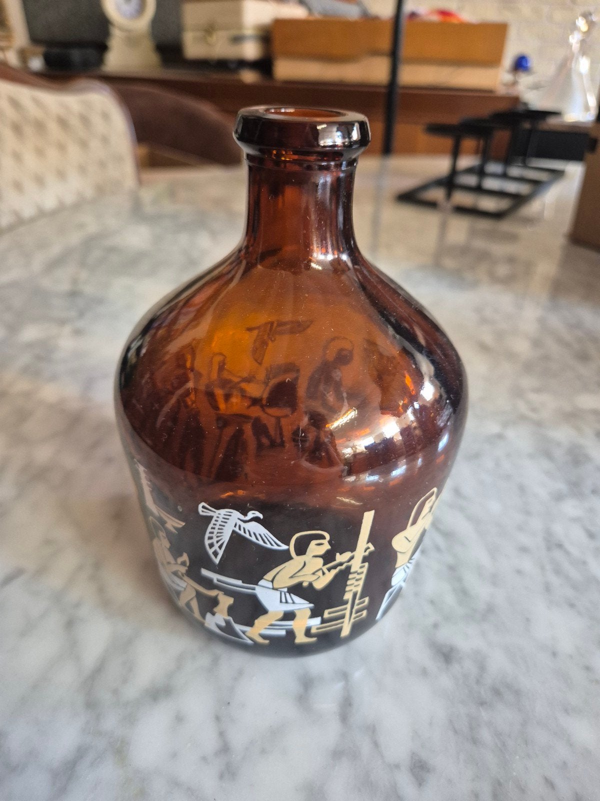 Vintage Egyptische fles met hiërogliefen, Ophalen of Verzenden