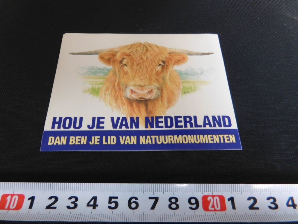 sticker Hou je van Nederland Natuurmonumenten Hooglander, Verzamelen, Stickers, Ophalen, Zo goed als nieuw