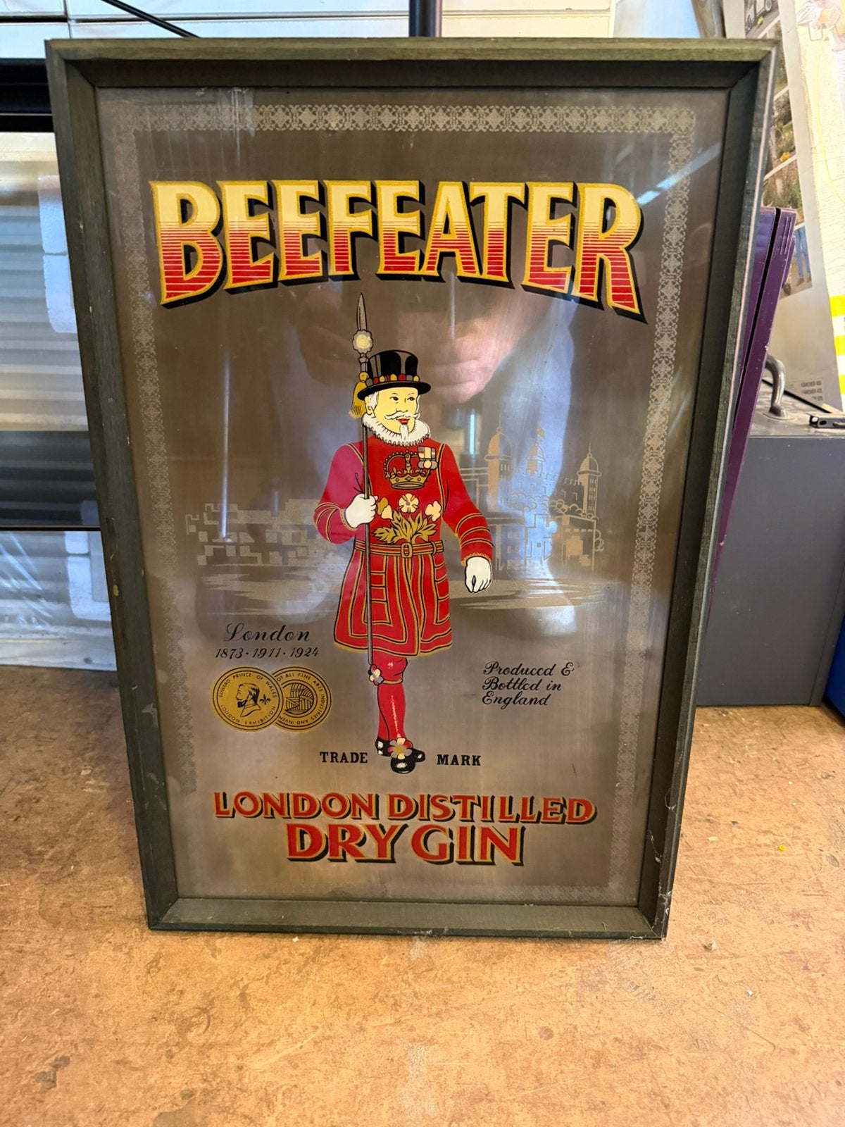 Beefeater London Dry Gin Reclamebord Spiegel 40x60 cm, Ophalen, Rechthoekig, Minder dan 50 cm, Minder dan 100 cm
