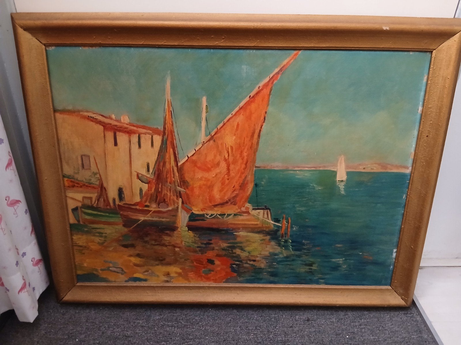 boot schip schilderij, Antiek en Kunst, Ophalen